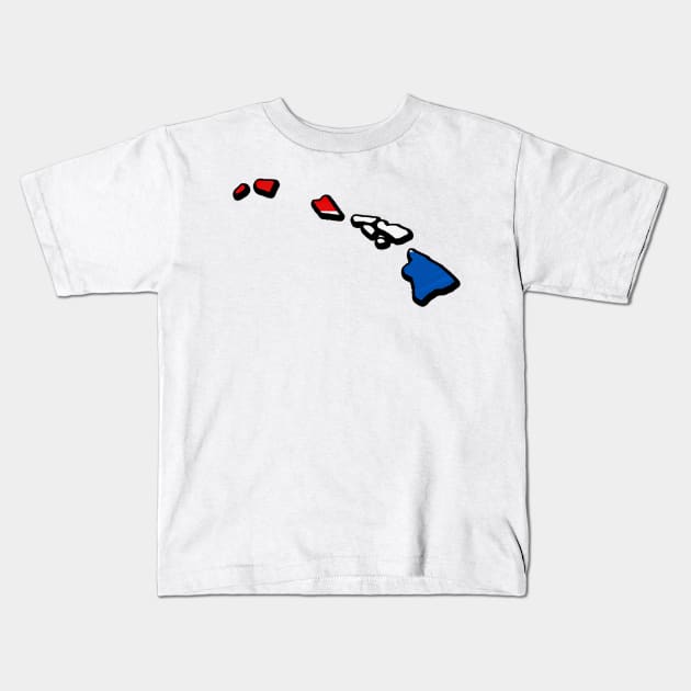 Red, White, and Blue Hawaii Outline Kids T-Shirt by Mookle